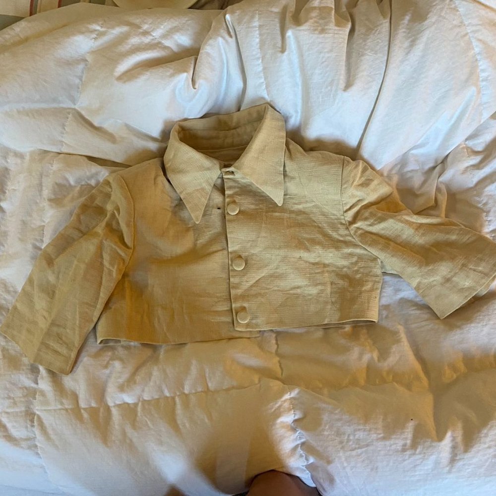 (2) Vivienne Hu Yellow Blazer Crop Top
